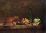 Jean Baptiste Simeon Chardin still life with bottle of olives oil painting artist